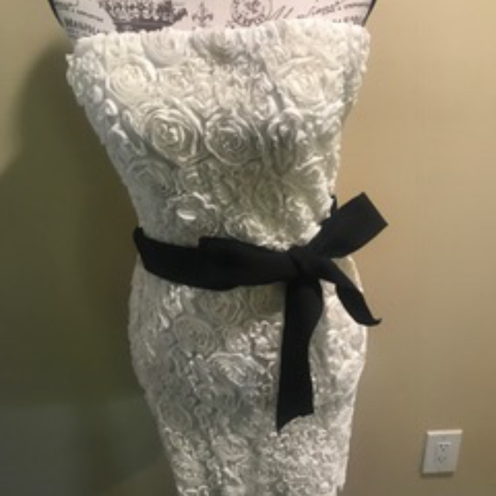 Ivory White Strapless Mini Dress by MM Couture